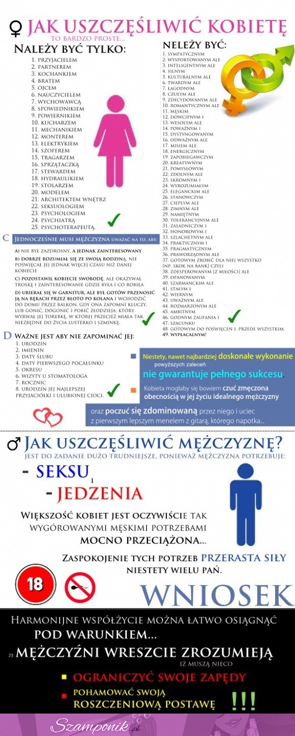 Kilka zasad, jak uszczęśliwić kobietę i mężczyznę- to nie jest takie PROSTE!