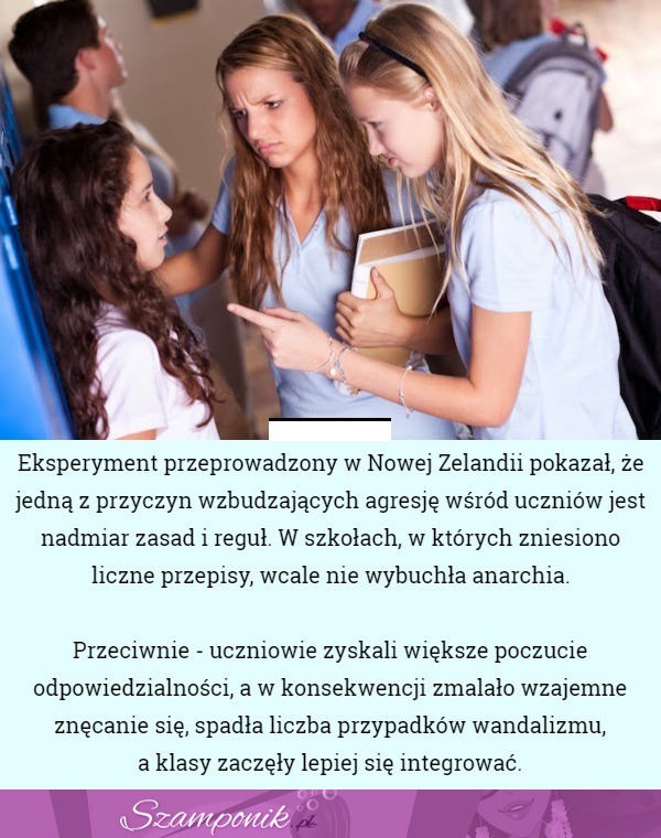 Jaka jest PRZYCZYNA agresji wśród uczniów? EKSPERYMENT przeprowadzony w Nowej Zelandii jest odpowiedzią...