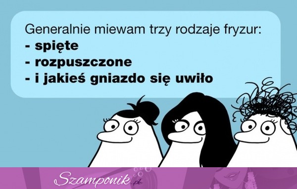 Miewam trzy rodzaje fryzur