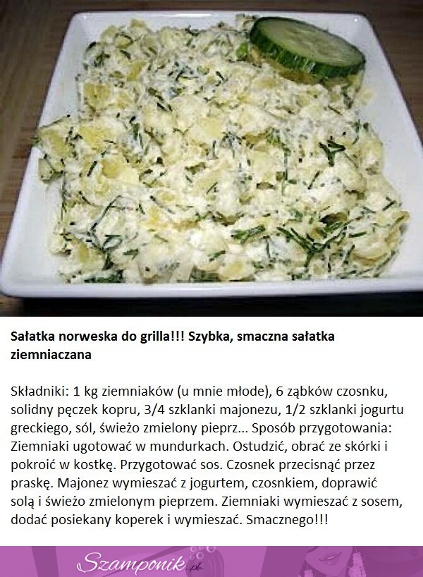 Sałatka norweska do grilla. Szybka, smaczna sałatka ziemniaczana...