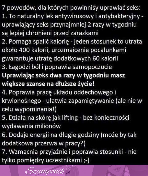 7 powodów, dla których powinniśmy uprawiać seks ;)