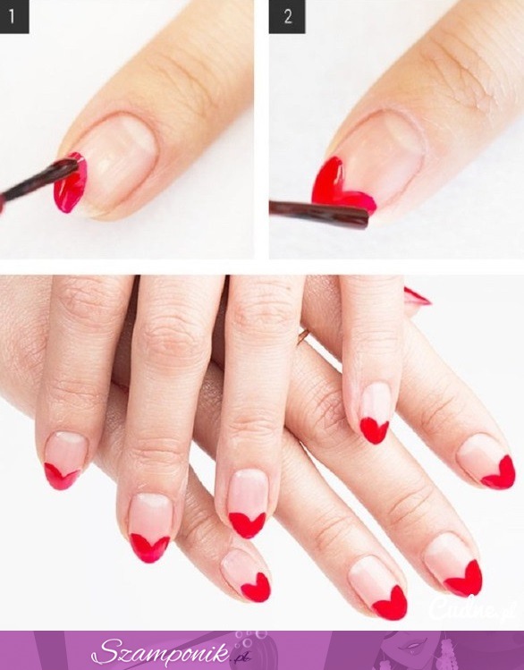 Serduszkowy manicure- słodki