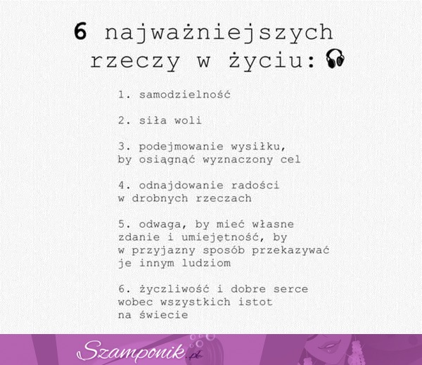 6 najważniejszych rzeczy w życiu