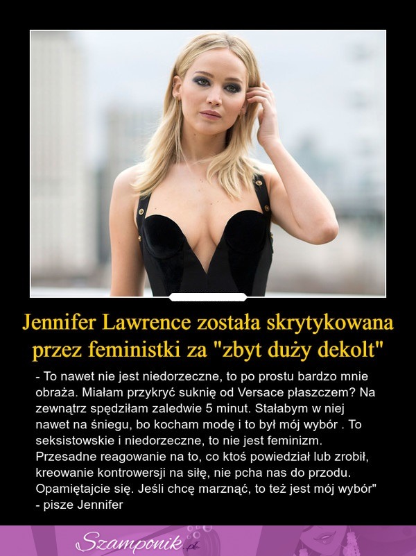 Jennifer Lawrence została skrytykowana przez feministki za "zbyt duży dekolt"