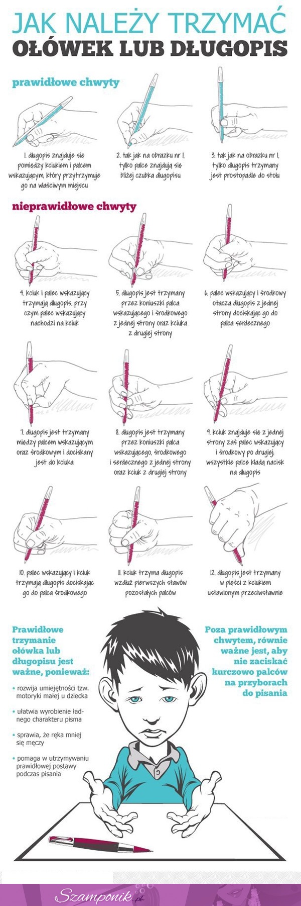 Jak należy trzymać ołówek lub długopis. ZOBACZ dlaczego tak ważne jest prawidłowe trzymanie tych przedmiotów
