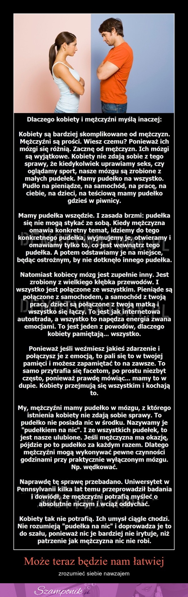 Zobacz dlaczego kobiety i mężczyźni myślą inaczej...