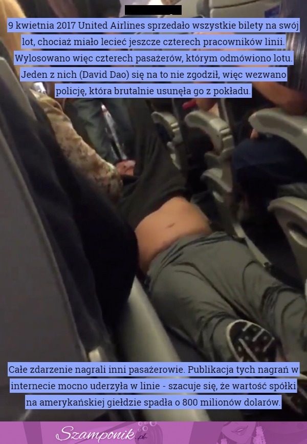 United Airlines BRUTALNIE potraktowało swoich pasażerów. MASAKRA! Jak tak można!