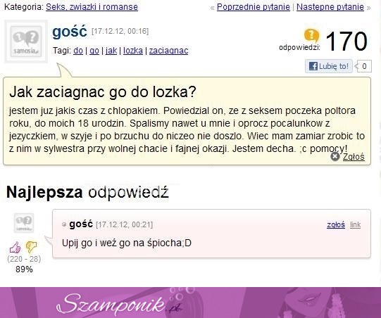 Jak zaciągnąć go do łóżka? Dziewczyna ma problem z PRAWICZKIEM. Ale beka, haha! :D