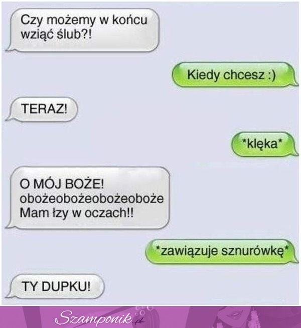 Chciała wziąć ślub przez SMS'a... Zobacz co jej napisał, haha