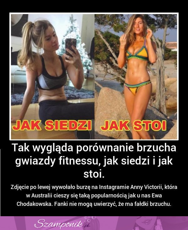 Tak wygląda porównanie BRZUCHA gwiazdy FITNESSU gdy siedzi vs stoi! WOW