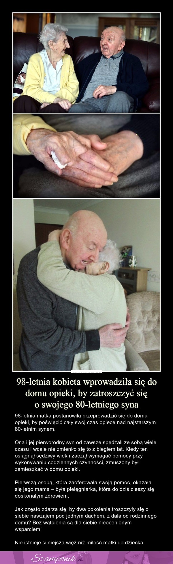 98-letnia kobieta wprowadziła się do domu opieki, by zatroszczyć się o swojego 80-letniego syna!
