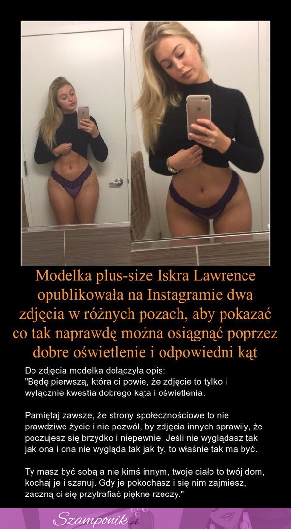 MODELKA  plus-size opublikowała na instagramie ZDJĘCIA w różnych pozach i pokazała co daje dobre OŚWIETLENIE I KĄT!