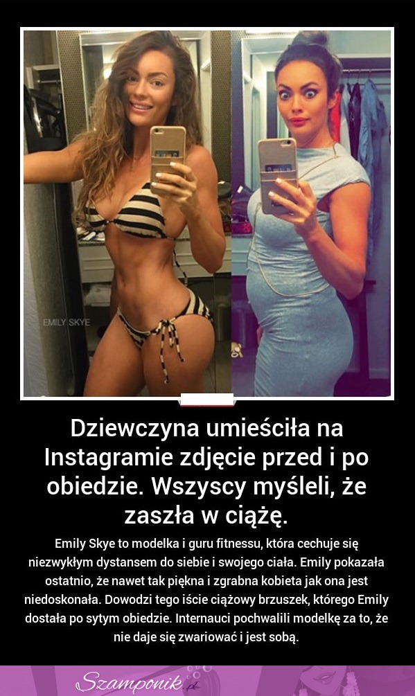 Dziewczyna umieściła na Instagramie zdjęcie przed i po obiedzie. Wszyscy myśleli, że zaszła w ciążę.