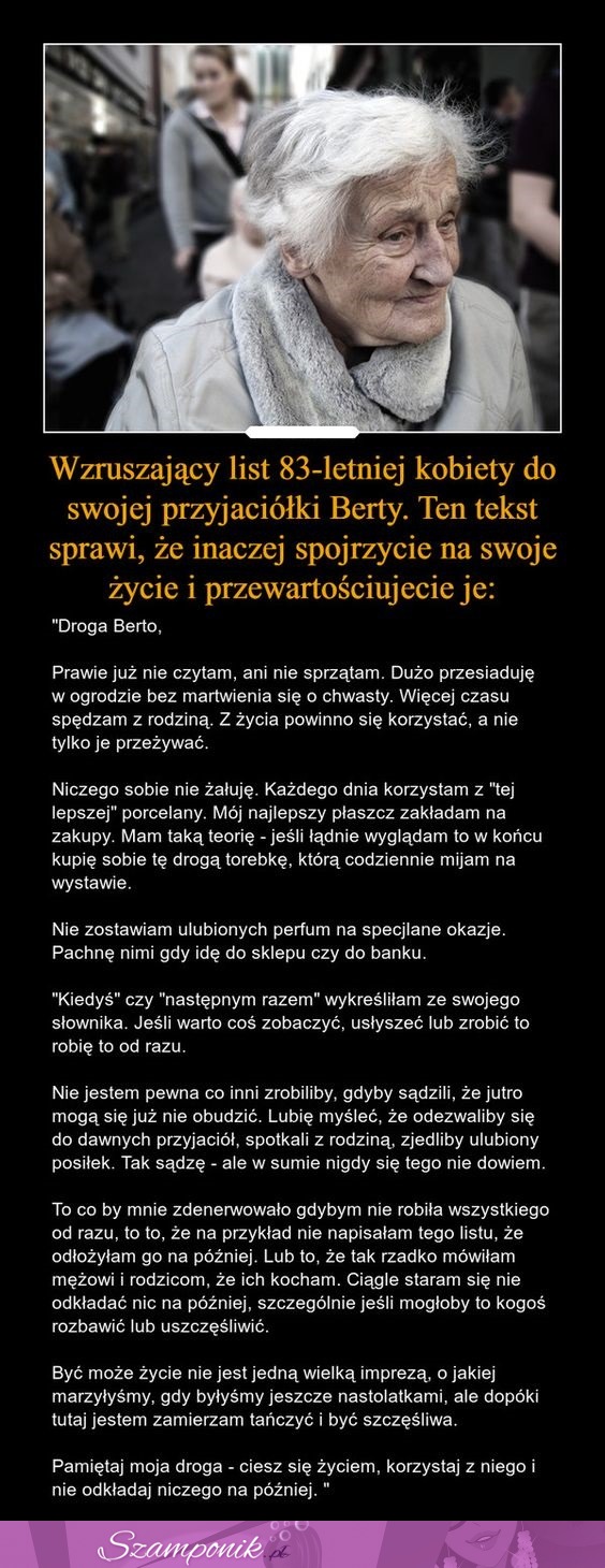 Wzruszający list starszej kobiety do swojej przyjaciółki. Przeczytaj, a inaczej spojrzysz na swoje życie