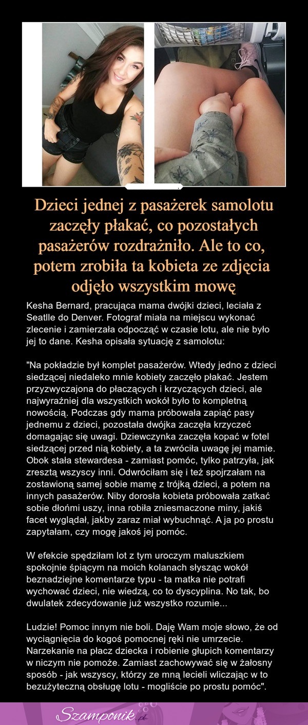 Dzieci jednej z pasażerek samolotu zaczęły płakać. Ta kobieta ze zdjęcia zrobiła coś, co odjęło wszystkim mowę!