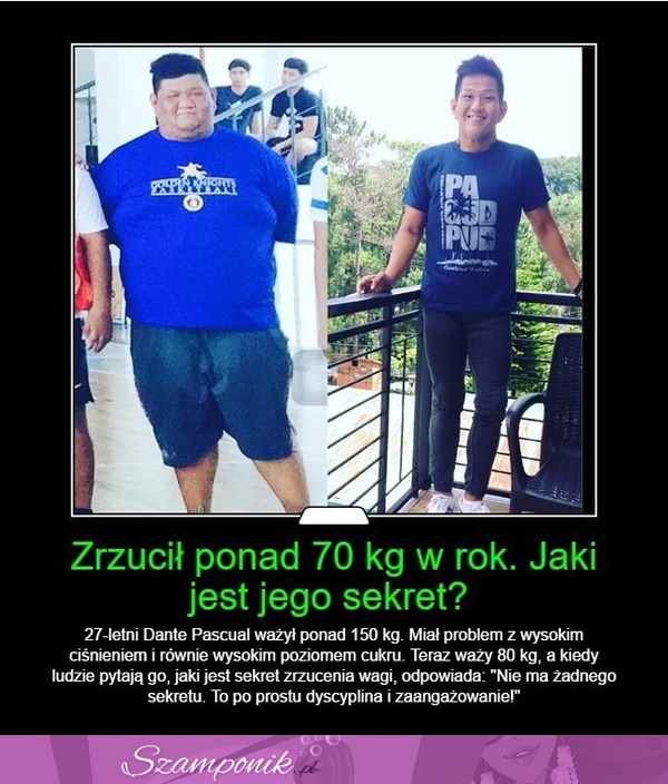 Zrzucił 70 kg w rok. Jaki jest jego sekret?