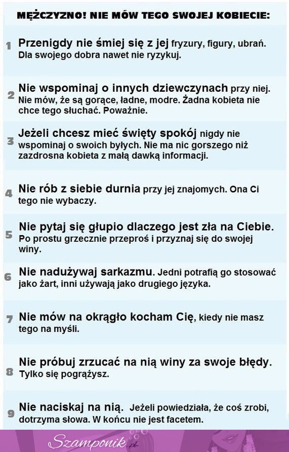 Nigdy nie mów tego kobiecie!