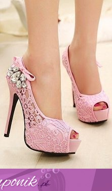 Pink lace shoes