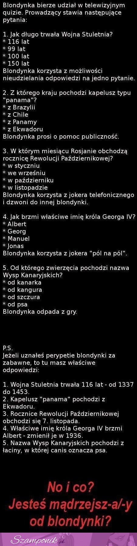 Blondynka bierze udział w telewizyjnym quizie - zobacz jak się to skończyło...