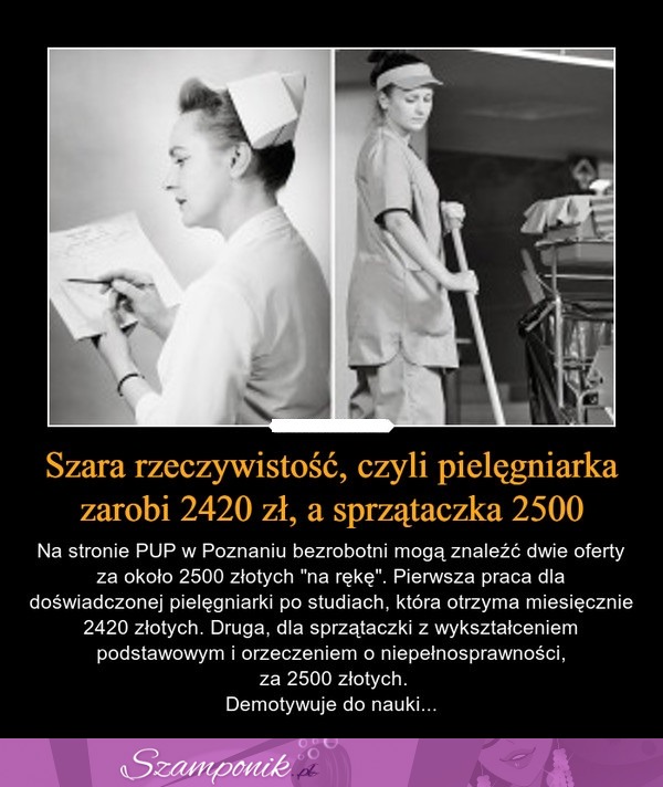 Szara rzeczywistość, czyli pielęgniarka zarobi 2420 zł, a sprzątaczka 2500...