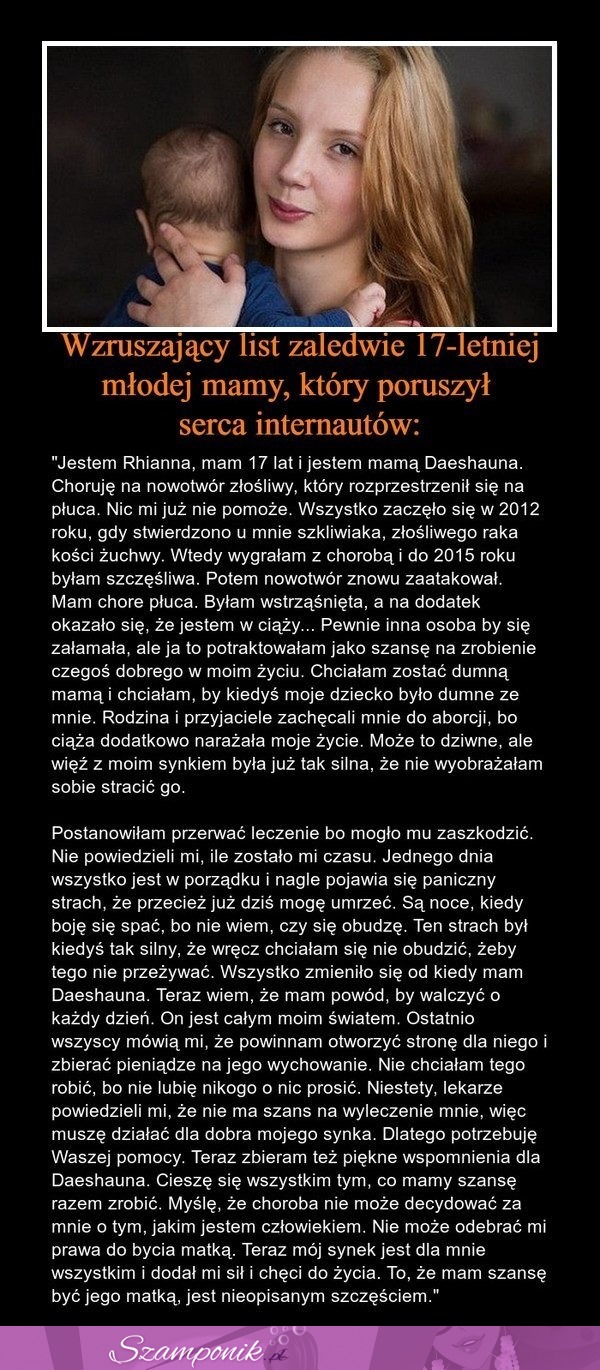 Wzruszający list zaledwie 17-letniej młodej mamy, który poruszył serca internautów!