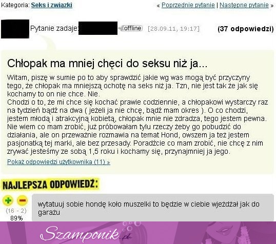 Co ma robić dziewczyna kiedy chłopak ma mniej seksu od niej? Zobacz jaką ma wymówkę!