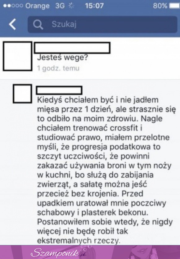 HAHA WEGETARIANIZM PRAWIE GO ZABIŁ! :D ZOBACZ TĄ TRAUMĘ :D