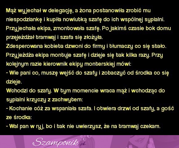 Kawał dnia: Mąż wyjechał w delegację, a żona postanowiła zrobić mu niespodziankę... :D