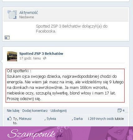 Szuka ojca swojego dziecka na facebooku!! Zobacz jak się ogłasza!