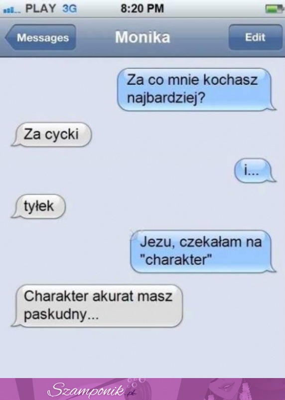 Kocha ją za cycki i... Zobacz co jej odpisał, hahaha!