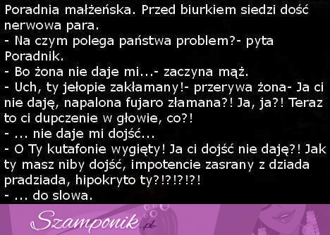 Przychodzi para do poradni małżeńskiej. Zobacz z czym maja problem