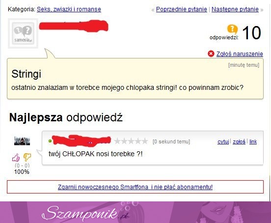 Dziewczyna znalazła stringi w torebce swojego faceta... Czy to normalne?