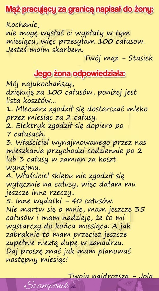 Mąż pracujący za granicą napisał do ŻONY!  Zobacz CIĘTĄ RIPOSTĘ jego żony, MEGA ;D