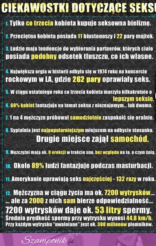 Zobacz najlepsze CIEKAWOSTKI dotyczące SEKSU! WOW