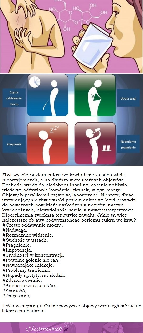 Oznaki mówiące o PODNIESIONYM poziomie cukru we krwi - HIPERGLIKEMII. Nie ignoruj ich!