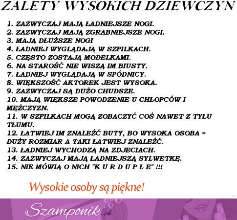 Zobacz zalety wysokich dziewczyn, najlepszy punkt 6, haha!