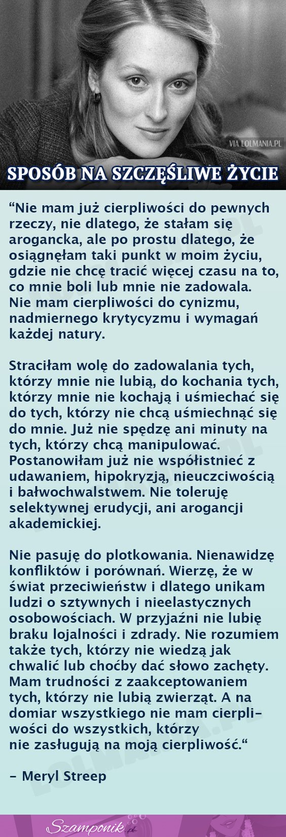 Sposób na szczęśliwe życie według Meryl Streep