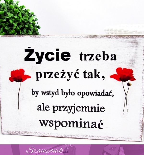 Życie trzeba przeżyć tak...