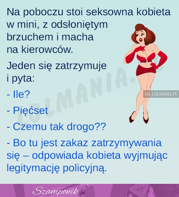 Na poboczu stoi seksowna kobieta w mini... HAHA! MOCNY kawał