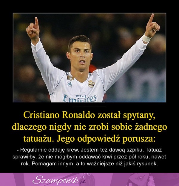 Wzruszająca odpowiedź Ronaldo na pytanie, dlaczego nie zrobił sobie tatuażu