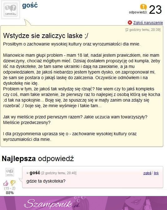 Wstydzi się zaliczyć laskę - zobacz co mu doradzili, co za żenada...