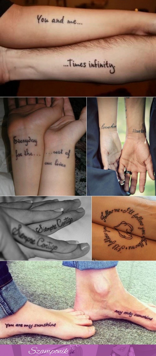 Super tatuaże dla par! Zobacz ciekawe pomysły ;) Romantycznie!