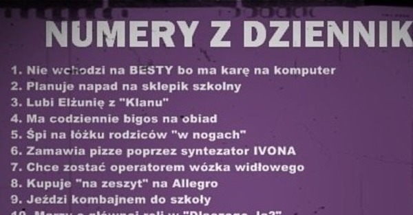 Szamponik.pl - Zobacz co oznaczają numery z dziennika na wesoło, haha! :D