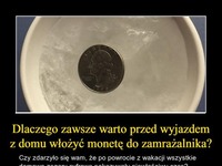 Dlaczego zawsze warto przed wyjazdem z domu włożyć monetę do zamrażalnika?