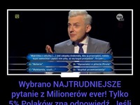 Wybrano NAJTRUDNIEJSZE pytanie z Milionerów EVER! Tylko 5% Polaków zna odpowiedź.