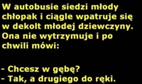 W autobusie siedzi młody chłopak i ciągle wpatruj się w dekolt młodej dziewczyny! Zobacz jej reakcję :D