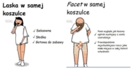 W samej koszulce - kobieta VS mężczyzna