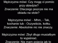 Mężczyźni też mają swój słowniczek ;) Czyli to, co mówią ma całkiem inne znaczenie!