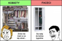 Zobacz jak wygląda szafa u kobiety, a jak u mężczyzny, haha