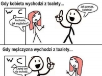 Gdy kobieta wychodzi z toalety vs gdy mężczyzna wychodzi z toalety, haha! :D